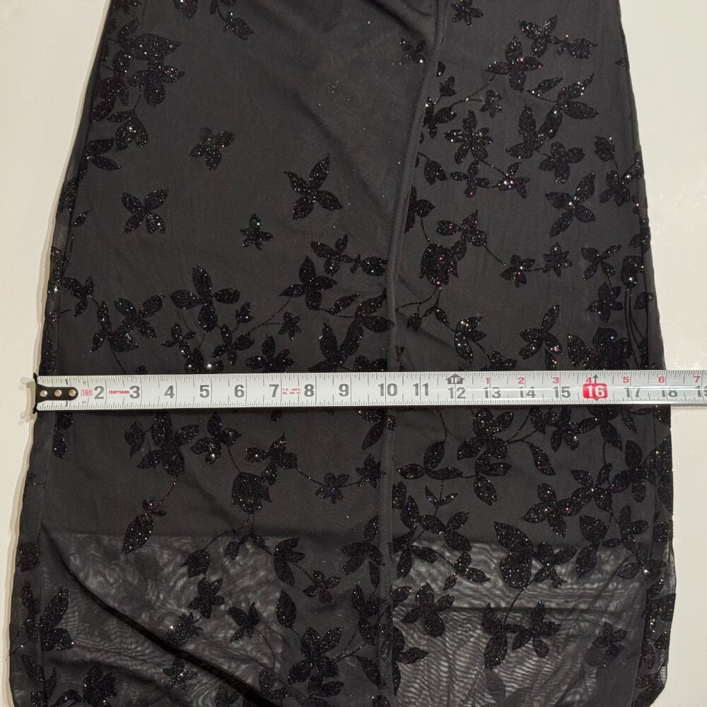 Vtg Y2K Velvet Burnout Floral Dress SzM Sparkle Sheer Stretch Whimsigoth Witchy - Picture 15 of 16